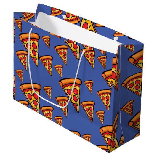 Pizza Freitag Design - Geschenktasche - Groß Große Geschenktüte (Vorderseite Schrägansicht)