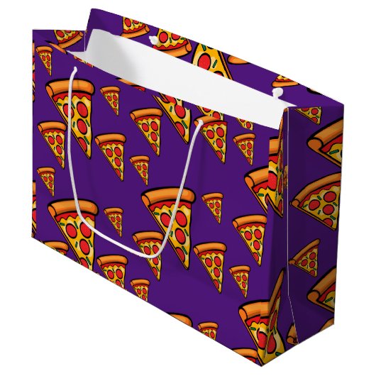 Pizza Freitag Design - Geschenktasche - Groß Große Geschenktüte (Vorderseite Schrägansicht)