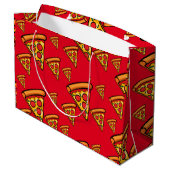 Pizza Freitag Design - Geschenktasche - Groß Große Geschenktüte (Rückseite Schrägansicht)