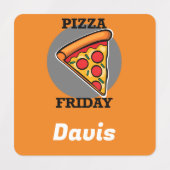 Pizza Freitag Design - Kleines Quadrat Bekleidungs Etiketten (Design 2)