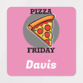 Pizza Freitag Design - Kleines Quadrat Bekleidungs Etiketten (Design 2)