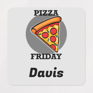Pizza Freitag Design - Kleines Quadrat Bekleidungs Etiketten
