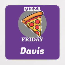 Pizza Freitag Design - Kleines Quadrat Bekleidungs Etiketten