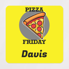 Pizza Freitag Design - Kleines Quadrat Bekleidungs Etiketten