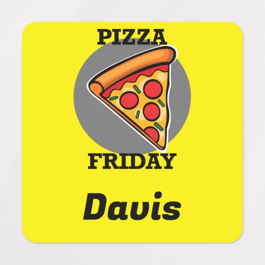 Pizza Freitag Design - Kleines Quadrat Bekleidungs Etiketten (Design 1)