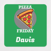 Pizza Freitag Design - Kleines Quadrat Bekleidungs Etiketten (Design 2)