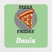 Pizza Freitag Design - Kleines Quadrat Bekleidungs Etiketten (Design 1)
