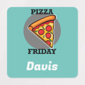 Pizza Freitag Design - Kleines Quadrat Bekleidungs Etiketten (Design 2)