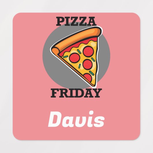 Pizza Freitag Design - Kleines Quadrat Bekleidungs Etiketten (Design 1)