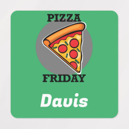 Pizza Freitag Design - Kleines Quadrat Bekleidungs Etiketten