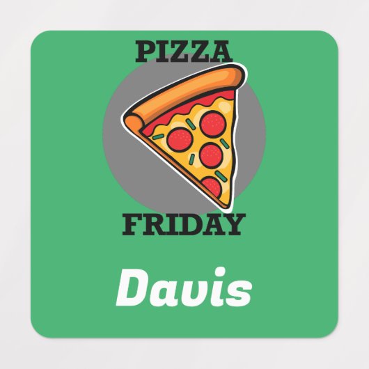 Pizza Freitag Design - Kleines Quadrat Bekleidungs Etiketten (Design 1)