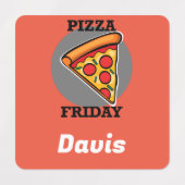 Pizza Freitag Design - Kleines Quadrat Bekleidungs Etiketten (Design 1)