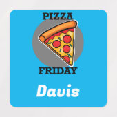 Pizza Freitag Design - Kleines Quadrat Bekleidungs Etiketten (Design 1)