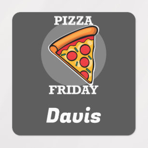 Pizza Freitag Design - Kleines Quadrat Bekleidungs Etiketten