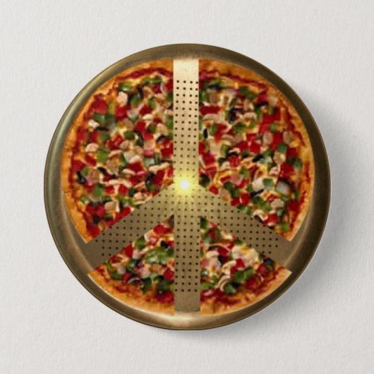 Pizza-Friedenszeichen-Knopf Button (Vorderseite)