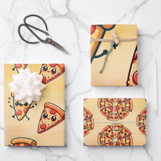 Pizza Fun Geschenkpapier Set (Vorderseite)