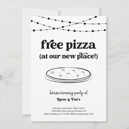 Pizza Funny Housewarming Party Einladung (Vorderseite)