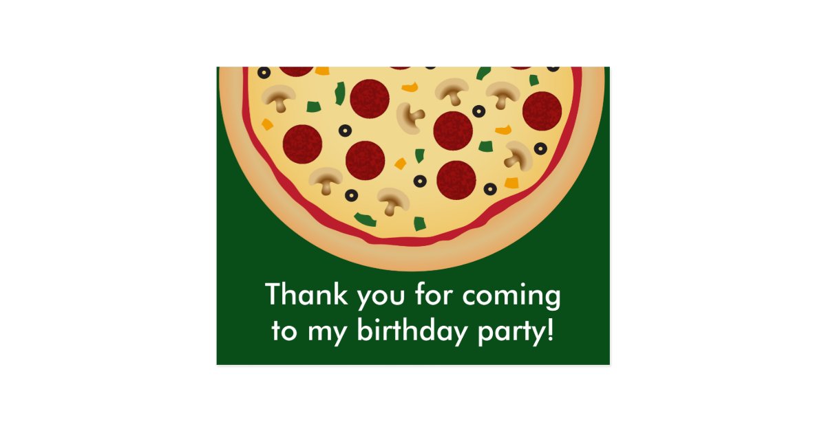 PizzaGeburtstagsParty danken Ihnen Postkarte Zazzle