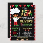 Pizza Geburtstagseinladung Kleiner Koch Einladung (Vorne/Hinten)