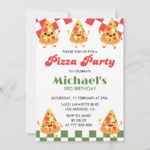 Pizza-Geburtstagseinladung  Moderne Pizza-Party fü Einladung