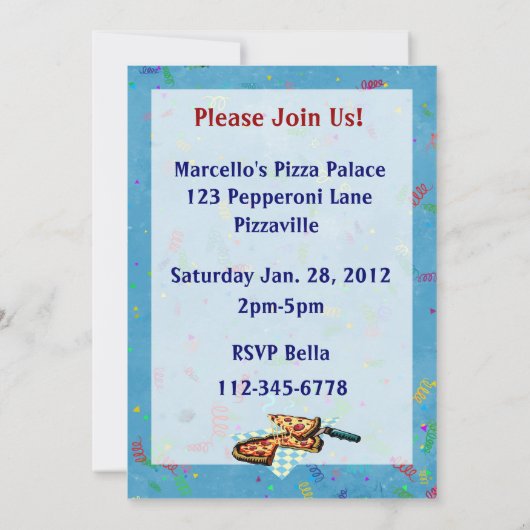 Pizza Geburtstagsfeier Einladung (Rückseite)