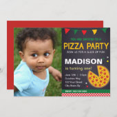 Pizza Geburtstagsfeier Einladung mit Foto (Vorne/Hinten)