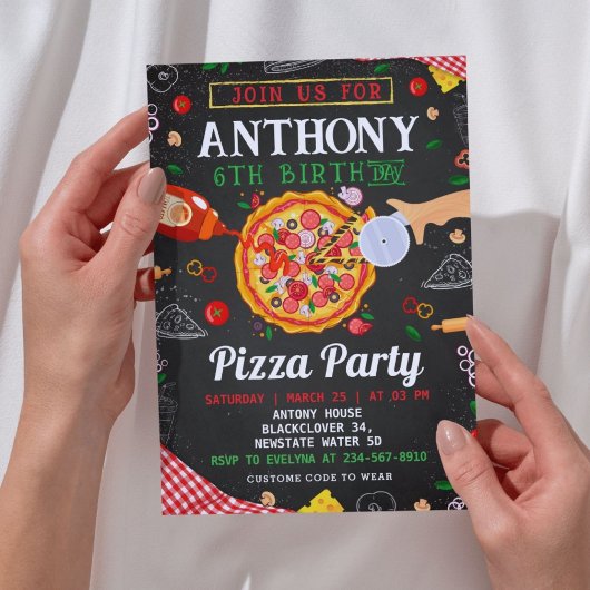 Pizza Geburtstagsfeier Redaktionsfähige Einladung
