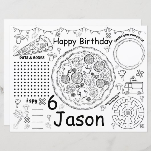 Pizza Geburtstagsgeschenk, Pizza-Tischsets (Vorne/Hinten)