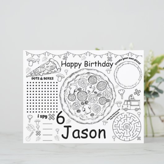 Pizza Geburtstagsgeschenk, Pizza-Tischsets (Stehend Vorderseite)