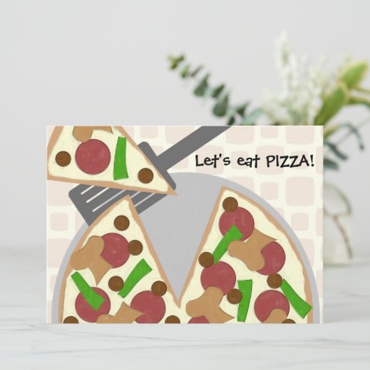 Pizza Geburtstagsparty Einladung (Stehend Vorderseite)