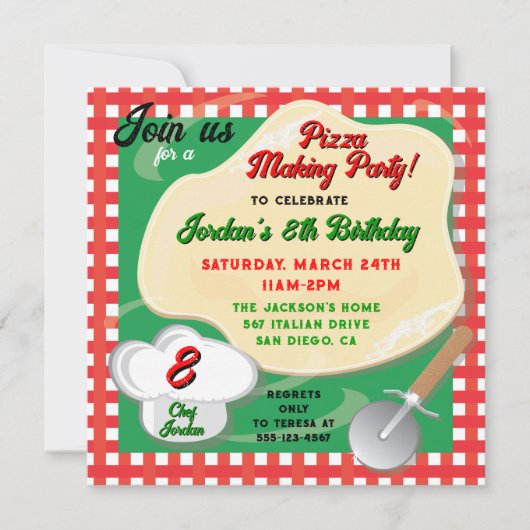 Pizza Geburtstagsparty Einladung (Vorderseite)