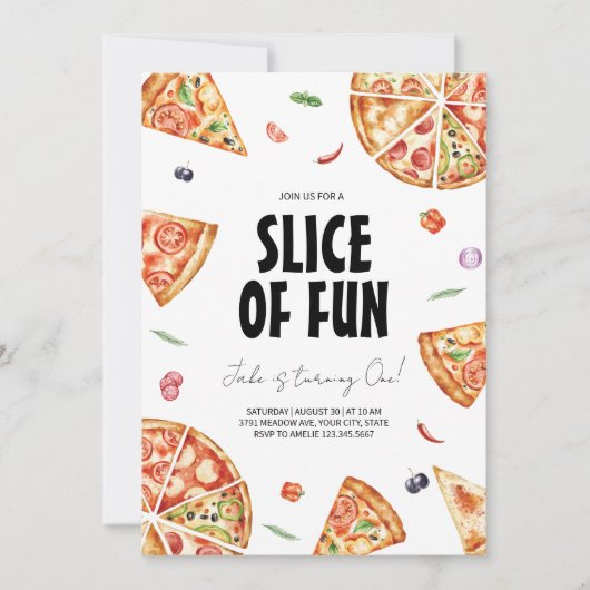 Pizza Geburtstagsparty Einladung (Vorderseite)