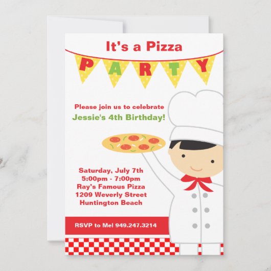 Pizza Geburtstagsparty Einladung (Vorderseite)