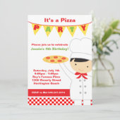 Pizza Geburtstagsparty Einladung (Stehend Vorderseite)