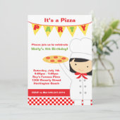 Pizza Geburtstagsparty Einladung (Stehend Vorderseite)