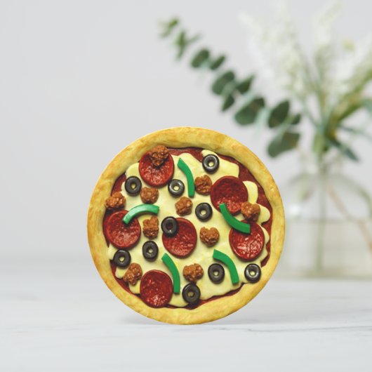 Pizza Geburtstagsparty Einladung (Stehend Vorderseite)