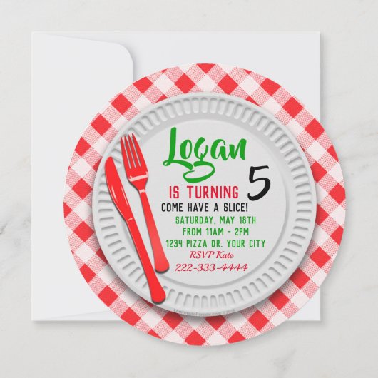 Pizza Geburtstagsparty Einladungen (Rückseite)
