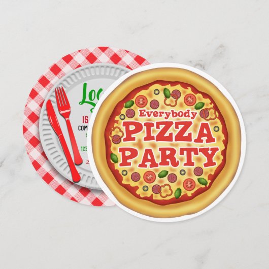 Pizza Geburtstagsparty Einladungen (Vorne/Hinten)