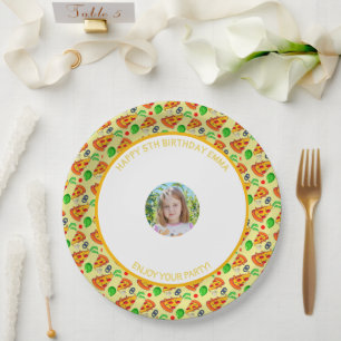 Pizza Geburtstagsparty Little Girl Picture Pappteller