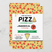 PIZZA Geburtstagsparty Schlummerschlaf über Einlad Einladung (Vorne/Hinten)