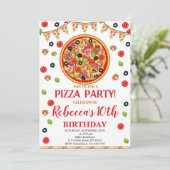 Pizza Geburtstagsparty, Spaß zum Geburtstag Einladung (Stehend Vorderseite)