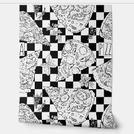 Pizza Gemustert Black and White Checkerboard Tapete