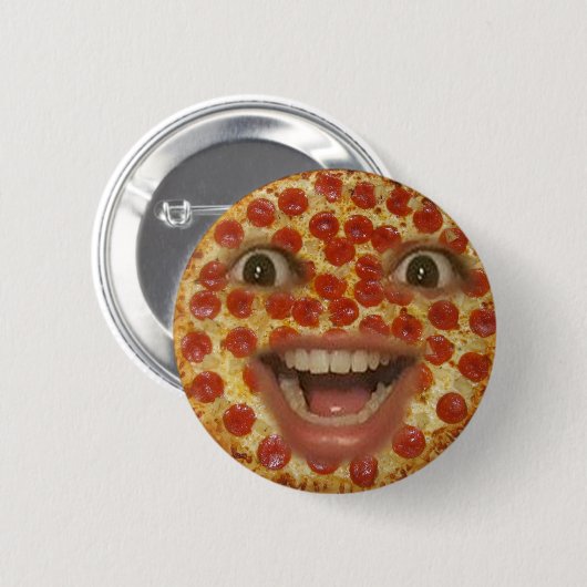 Pizza-Gesichts-Knopf Button (Vorne & Hinten)