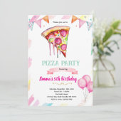 Pizza girl party theme invitation einladung (Stehend Vorderseite)
