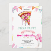 Pizza girl party theme invitation einladung (Vorne/Hinten)