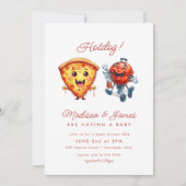 Pizza Grillen Sauce Babydusche Einladung (Vorderseite)