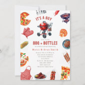 Pizza Grillen Sauce Babydusche Einladung (Vorderseite)