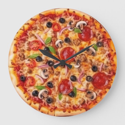 Pizza Große Wanduhr (Vorderseite)