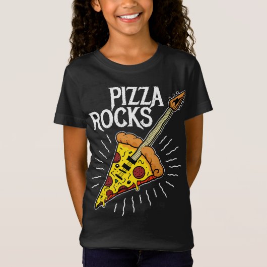 Pizza Guitar - Funny Pizza Rocks T-Shirt (Vorderseite)