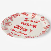 Pizza Hand Drawing Special Delivery Baby Dusche Pappteller (Schrägansicht)